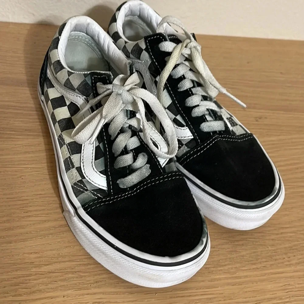 Vans Off The Wall - Old Skool Checkerboard - Suede Sneakers - Black/White sz 5 - Picture 10 of 16